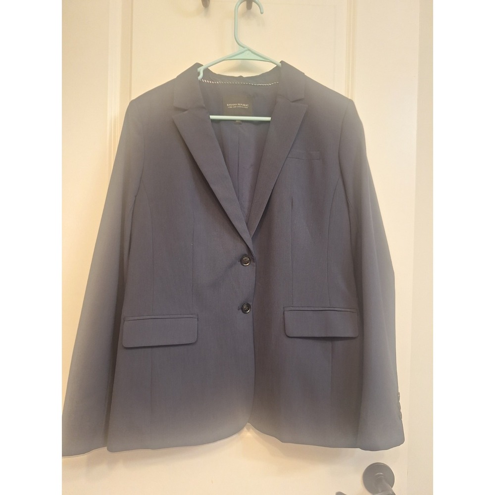Banana Republic Long Lean Navy Blue Wool Blend Blazer Career Corporate‎ Size 12